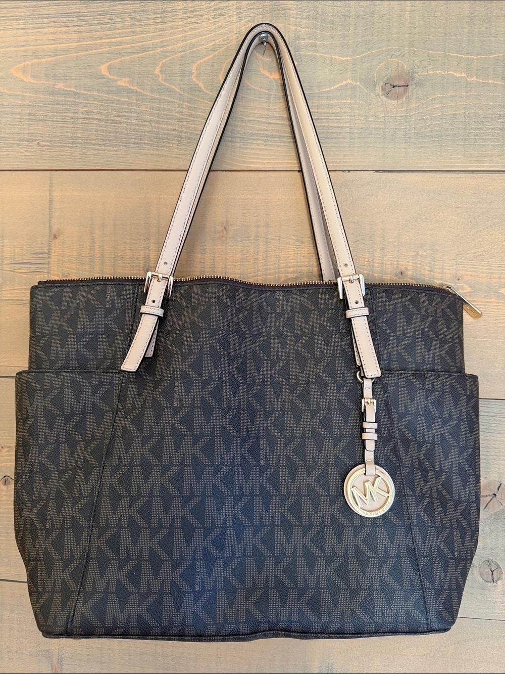 Michael Kors Jet Set MK Signature Logo Tote Purse Bag